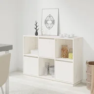 Szafki do salonu - Lumarko Szafka, biała, 110,5x35x80 cm, lite drewno sosnowe - miniaturka - grafika 1