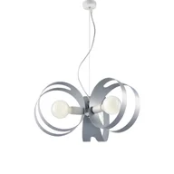 Lampy sufitowe - Lampa wisząca Peter z lakierowanego na biało żelaza z szarymi ciętymi laserowo paskami i regulowanym stalowym kablem, 3 światła, 130 Ø48 BL306-3-BG - miniaturka - grafika 1