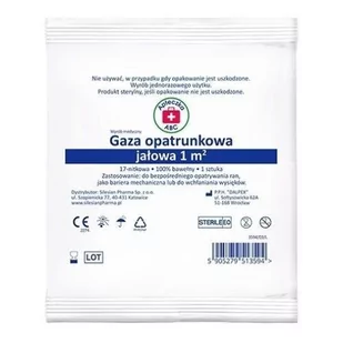 SILESIAN PHARMA SP ZOO Gaza opatunkowa jałowa 17 nitkowa 1 m2 Apteczka ABC - Apteczki i materiały opatrunkowe SILESIAN PHARMA SP ZOO Gaza opatunkowa jałowa 17 nitkowa 1 m2 Apteczka ABC - Apteczki i materiały opatrunkowe - miniaturka - grafika 1