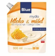 Mydła - Delko BLUE Mydło w płynie zapas mleko i miód 900ml - miniaturka - grafika 1
