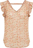 Bluzki damskie - DreiMaster Vintage Damska bluzka z krótkim rękawem, beżowa, wielokolorowa, S - miniaturka - grafika 1