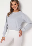 Bluzy damskie - Jasnoszara Bluza z Dodatkiem Bawełny Wykończona Ściągaczami Evilaya - miniaturka - grafika 1