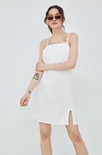 Only sukienka lniana kolor biały mini prosta - Sukienki - miniaturka - grafika 1