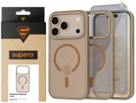 Etui i futerały do telefonów - Etui matowe Supero Magmat MagSafe do iPhone 17 Pro, beżowe + szkło - miniaturka - grafika 1