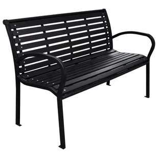 vidaXL Ławka ogrodowa, czarna, 116 cm, stal i WPC - Ławki ogrodowe - miniaturka - grafika 1