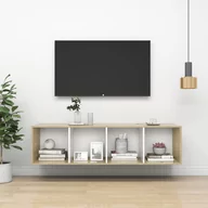 Szafki RTV - vidaXL Wisząca szafka TV dąb sonoma i biel 37x37x142,5 cm płyta 805494 - miniaturka - grafika 1