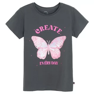 Koszulki dla dziewczynek - Cool Club, T-shirt dziewczęcy, ciemnoszary - grafika 1