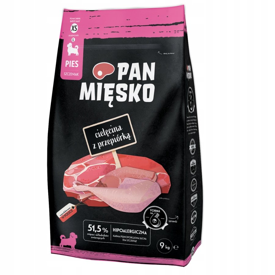 Pan Mięsko dla Szczeniąt Cielęcina z Przepiórką XS 9kg