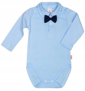 Body KOŁNIERZYK Polo DŁR BŁĘKIT MUCHA granat r 104 KLEKLE - Body dla niemowląt - miniaturka - grafika 1