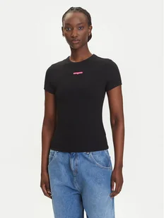 Tommy Jeans T-Shirt Script Label DW0DW21402 Czarny Slim Fit - Koszulki i topy damskie - miniaturka - grafika 1
