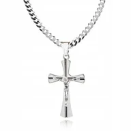 Biżuteria dla dzieci - 925 Srebrny łańcuszek krzyżyk DEDYKACJA 60 cm LK35 - miniaturka - grafika 1