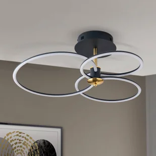 ORION Sufitowa LED Charlotte 3 pierścienie czarna/złota - Lampy sufitowe - miniaturka - grafika 1