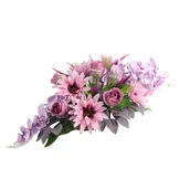 Sztuczne kwiaty - Stroik w podłużnej misie róża storczyk 85 x 50 cm różowo-fioletowy - miniaturka - grafika 1