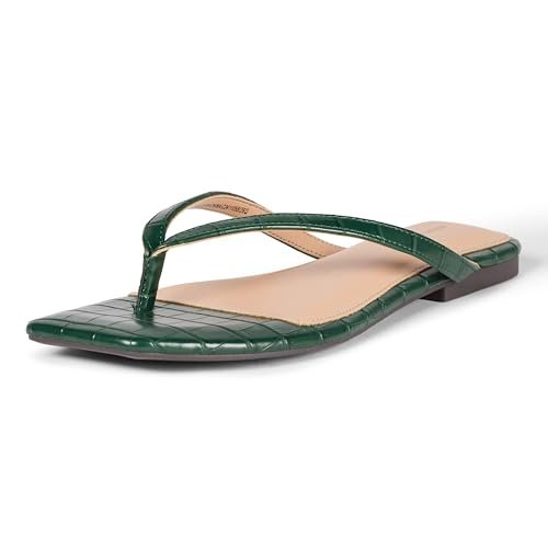 Amazon Essentials Sandały damskie Aewm31199 stringi, Zielony sztuczny krokodyl, 38.5 EU