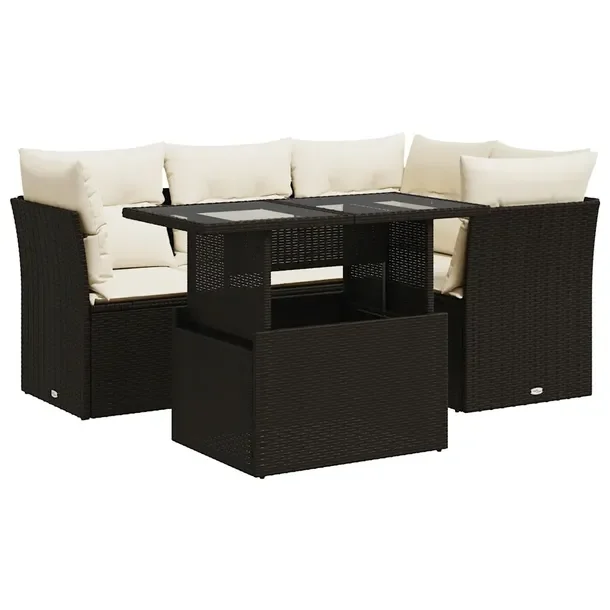 Zestaw mebli ogrodowych brązowy z rattanem PE i schowkiem 55x62x69 cm