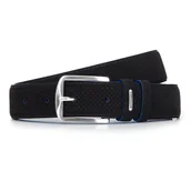 Paski - Męski pasek z perforowanej skóry welurowej - miniaturka - grafika 1