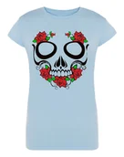 Koszulki i topy damskie - T-Shirt damski kolorowy nadruk CZASZKA r.M - miniaturka - grafika 1