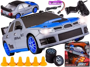 Samochód Do Driftu, Auto RC Drift 1:24 2,4 GHz 4WD SREBRNY - Zabawki zdalnie sterowane - miniaturka - grafika 1