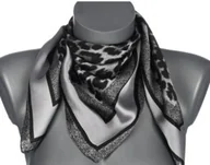 Apaszki i szaliki damskie - Chusta damska apaszka SATYNOWA gawroszka GB-34 czarna panterka - miniaturka - grafika 1