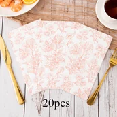 Inne - TEMU 20-pak kwiatowych serwetek papierowych, różowe paski dekoracyjne papierowe ręczniki do przyjęć, restauracji, uroczystości, jednorazowe arkusze - miniaturka - grafika 1