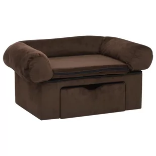 Vidaxl Sofa dla psa z szufladą brązowa 75x50x38 cm pluszowa 171077 - Legowiska dla psów - miniaturka - grafika 1