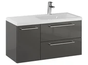 Szafki łazienkowe - Szafka Wisząca Z Umywalką RON 90 cm D Prawa - Titan Wysoki Połysk - Uchwyty Chromowane - miniaturka - grafika 1