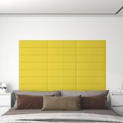 Dekoracje domu - vidaXL Panele ścienne, 12 szt., żółte, 60x15 cm, tkanina, 1,08 m² - miniaturka - grafika 1