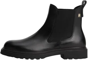 Tommy Hilfiger Damskie TH LEATHER CLEATED CHELSEA FW0FW08766 niskie kozaki, czarne (czarne), 6, Czarny, 39 EU - Kozaki damskie - miniaturka - grafika 1