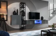 Meblościanki - ASM Meble Meblościanka SWITCH MET VI grafit w połysku z podświetleniem LED ASM Meble - miniaturka - grafika 1