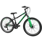 Rowery - Rower młodzieżowy INDIANA Rock Jr 24 cale dla chłopca Czarno-zielony - miniaturka - grafika 1