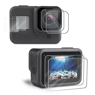 6 szt. ochraniacz ekranu kompatybilny z GoPro Hero 8 czarny, folia przednia + folia ochronna na ekran ze szkła hartowanego + szkło hartowane osłona obiektywu + akcesoria instalacyjne - Szkła hartowane na telefon - miniaturka - grafika 1