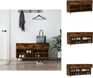Szafki na buty - vidaXL Ławka na buty dąb wędzony 102x35x55 cm materiał drewnopochodny - Stojaki i szafki na buty - miniaturka - grafika 1