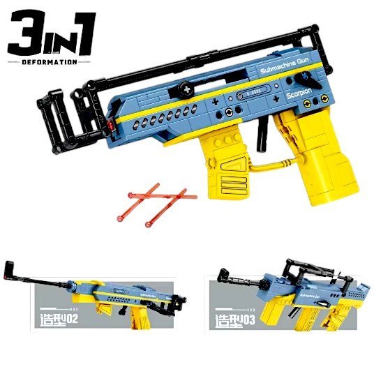 KLOCKI KONSTRUKCYJNE 3W1 PISTOLET MASZYNOWY 258 ELEMENTÓW