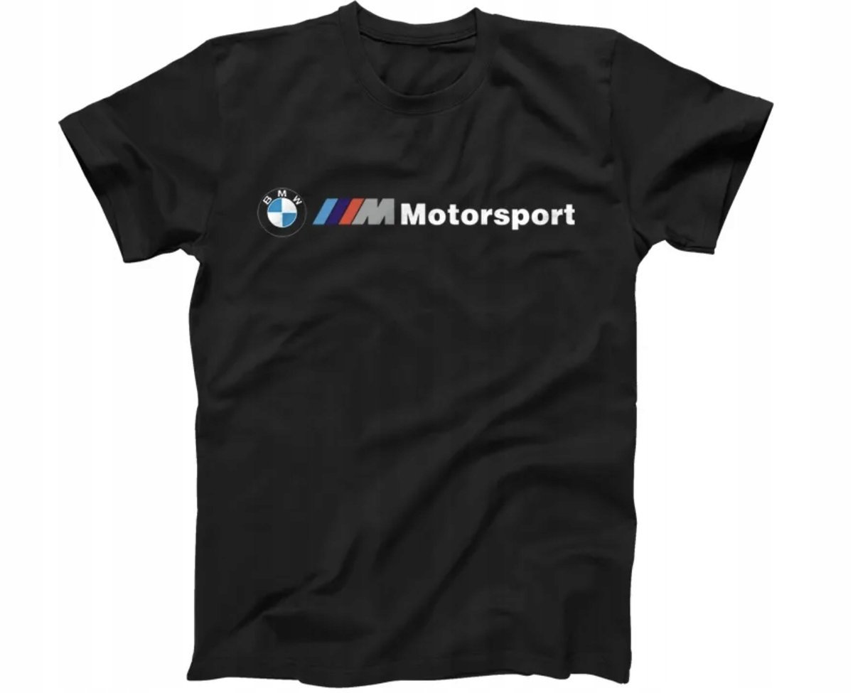 CZARNA KOSZULKA Z NADRUKIEM MĘSKA ŚMIESZNA T-SHIRT BMW M MOTORSPORT r. L 3