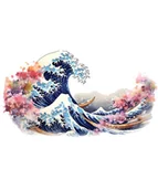 Pasmanteria - Naprasowanka Morze fala Japonia 4 - miniaturka - grafika 1