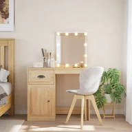 Toaletki - Toaletka z lampkami LED, dąb sonoma, 90x42x132,5 cm  Lumarko! - miniaturka - grafika 1