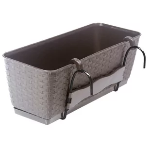 Doniczka Rattan skrzynka 40 cm podstawka + wkład, Mokka - Donice - miniaturka - grafika 1
