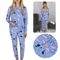 Piżamy damskie - DISNEY Stitch Damska, niebieska piżama z długim rękawem, welurowa M - miniaturka - grafika 1