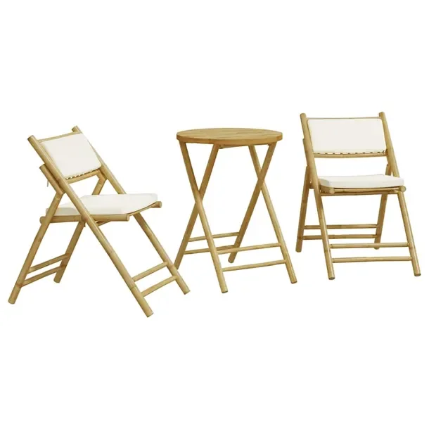 Zestaw Bistro do Ogrodu z Bambusa, Stół 55x75 cm, Krzesła 59x51x87 cm, K