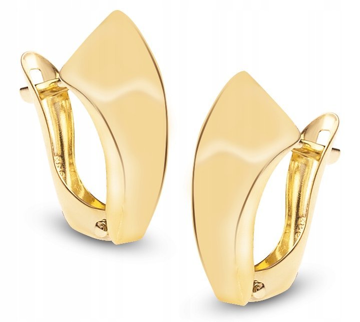 DAMSKIE ZŁOTE KLASYCZNE GŁADKIE KOLCZYKI ANGIELSKIE WYSOKI POŁYSK 14KT 585