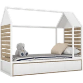 Szafy i szafki dla dzieci - Łóżko domek 90x200 białe tutu white - miniaturka - grafika 1