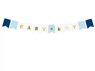 Party Deco Niebieski baner Baby Boy - 160 cm - 1 szt. GRL61 - Baby shower i roczek - miniaturka - grafika 1