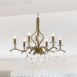 Avonni Żyrandol Elizabeth Ø80cm metal/kryształ 6flg. antyczne złoto - Lampy sufitowe - miniaturka - grafika 1