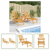 Leżaki ogrodowe - The Living Store Leżaki tarasowe z podnóżkami - 2 szt. - lite drewno akacjowe - Leżak - miniaturka - grafika 1