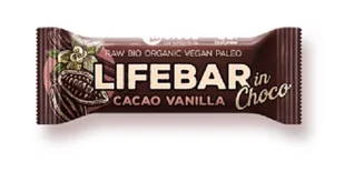 LIFEFOOD BATON Z KAKAO I WANILIĄ W POLEWIE CZEKOLADOWEJ RAW BEZGLUTENOWY BIO 40 g - LIFEFOOD - Batoniki - miniaturka - grafika 1