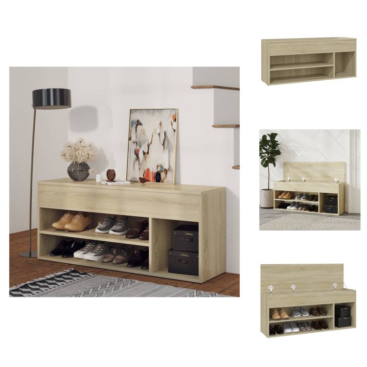 vidaXL Ławka na buty dąb sonoma 105x30x45 cm materiał drewnopochodny - Stojaki i szafki na buty