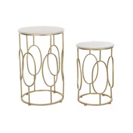 Ławy i stoliki kawowe - Emaga Komplet 2 Stolików DKD Home Decor Złoty Metal Biały Marmur (38 x 38 x 60 cm) (2 pcs) - miniaturka - grafika 1