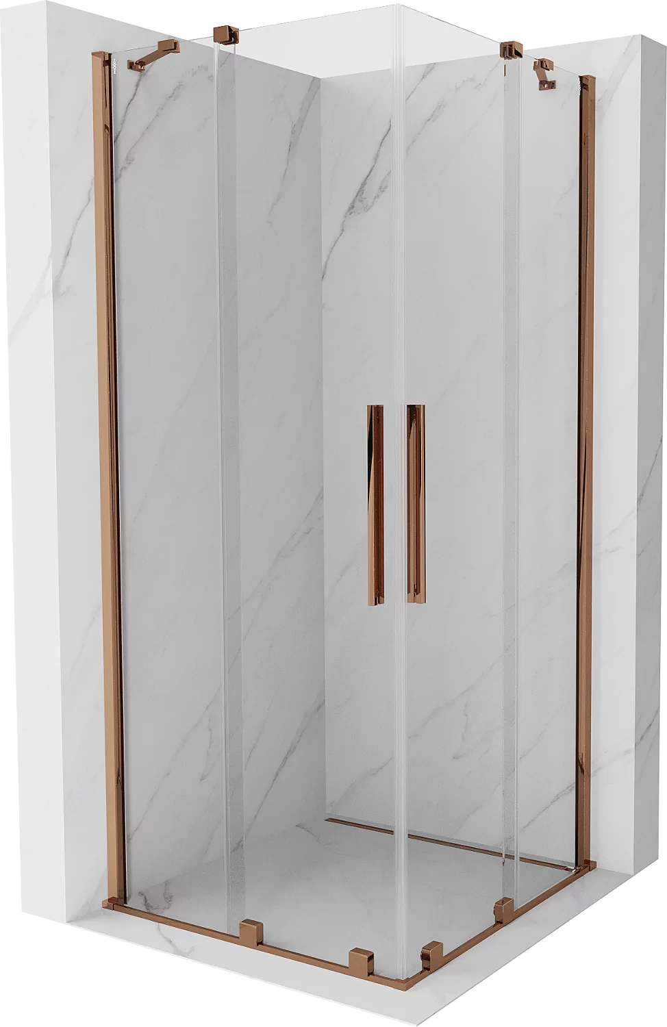 Mexen Velar Duo kabina prysznicowa rozsuwana 90x90 cm, transparent, różowe złoto - 871-090-090-02-60