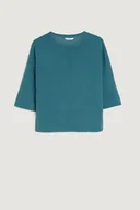 Koszulki i topy damskie - Wiskozowy top w turkusowym kolorze - Greenpoint - miniaturka - grafika 1