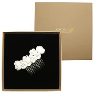 Ozdoby do włosów - Grzebyk ślubny kwiatowy PEONY silver Handmade Collection - miniaturka - grafika 1